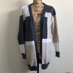 Open Front Color Blocked Cardigan